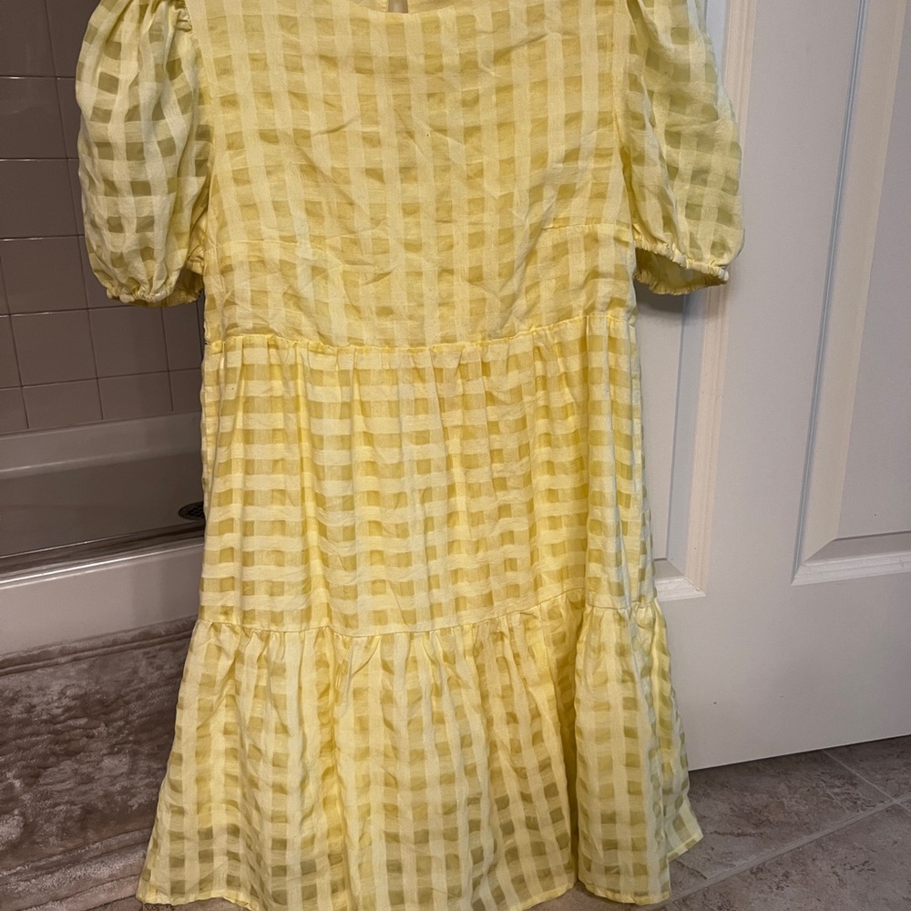 Yellow gingham checkered baby doll summer dress!